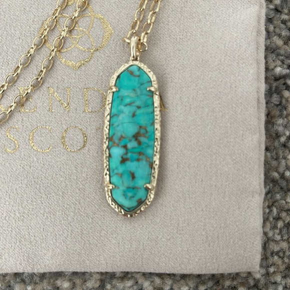 Kendra Scott Gold Layla Necklace Bronze Veined Teal - Picture 2 of 3